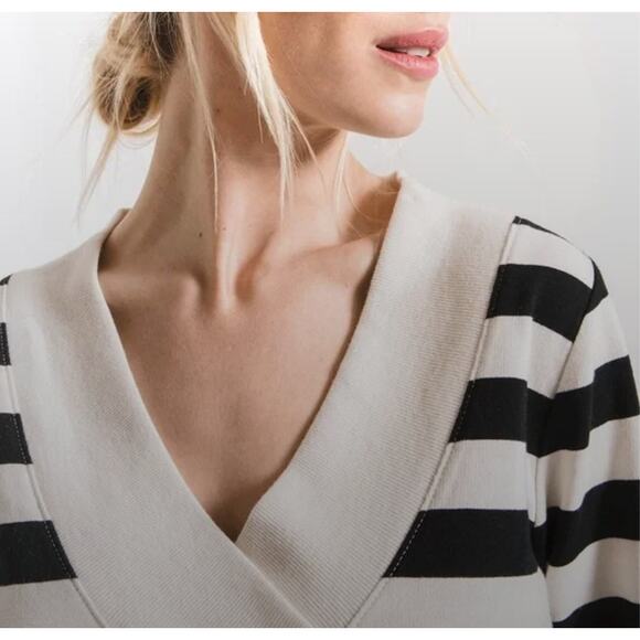 Z Supply Modern Black and White Stripe Long Sleeve Dress - Picture 8 of 8